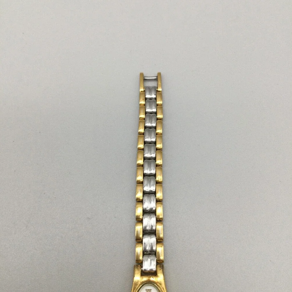 Pulsar Watch Women V220-6190 12mm Silver Gold Tone Oval Dial New Battery 7.25